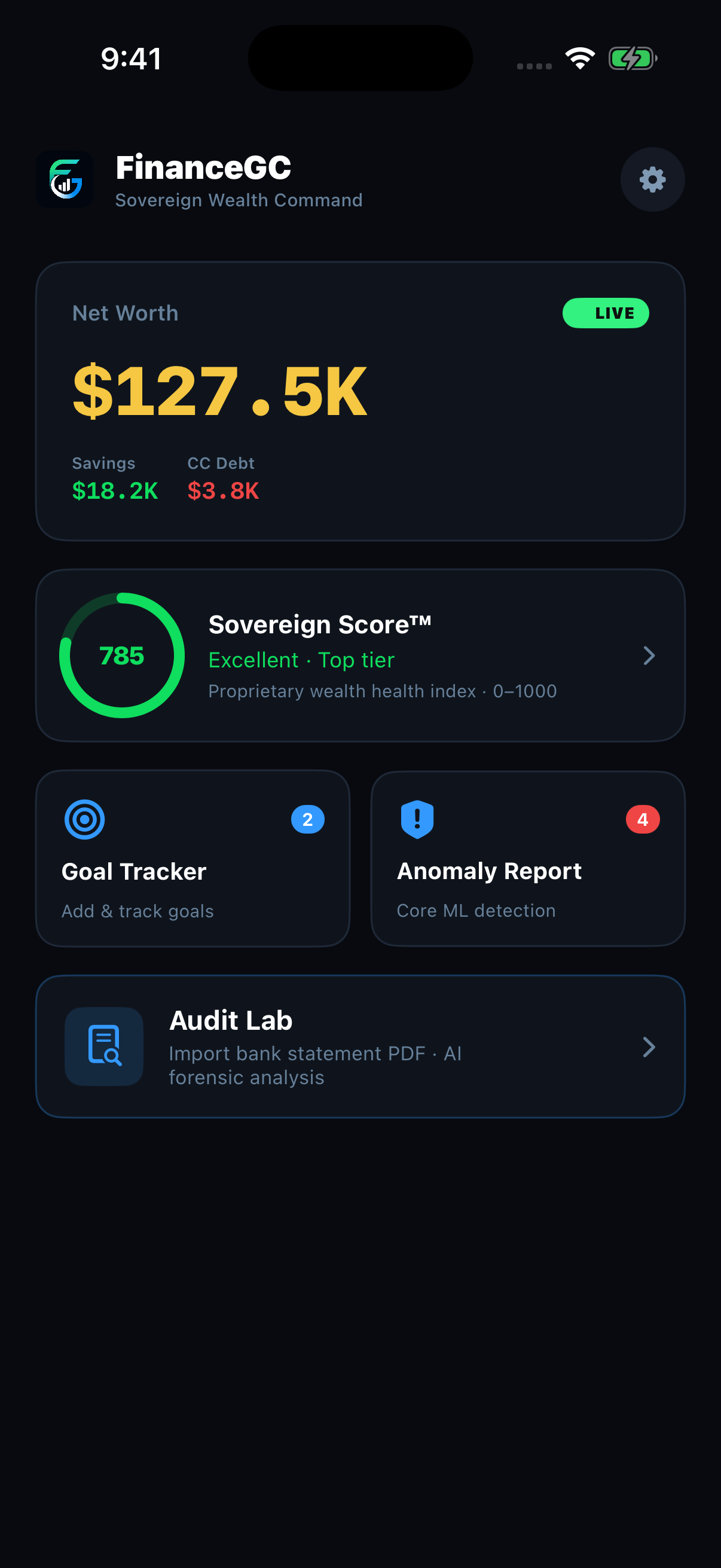 Command Center dashboard screen